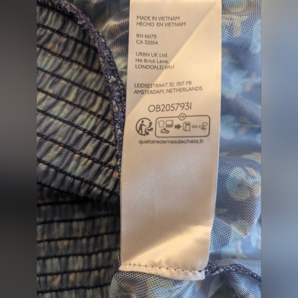 Maeve Anthropologie Short-Sleeve Smocked Polo Top Navy Floral Boho Preppy SZ M - Picture 8 of 9